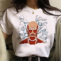 Inspired by Attack on Titan Cosplay Anime Cartoon Polyester / Cotton Blend Print Harajuku Graphic Kawaii T-shirt For Women