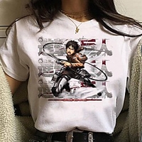 Inspired by Attack on Titan Cosplay Anime Cartoon Polyester / Cotton Blend Print Harajuku Graphic Kawaii T-shirt For Women