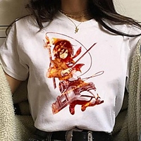 Inspired by Attack on Titan Cosplay Anime Cartoon Polyester / Cotton Blend Print Harajuku Graphic Kawaii T-shirt For Women