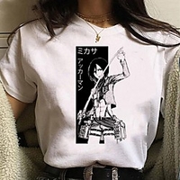Inspired by Attack on Titan Cosplay Anime Cartoon Polyester / Cotton Blend Print Harajuku Graphic Kawaii T-shirt For Women