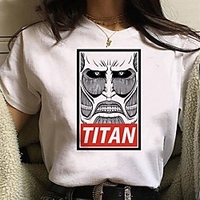 Inspired by Attack on Titan Cosplay Anime Cartoon Polyester / Cotton Blend Print Harajuku Graphic Kawaii T-shirt For Women