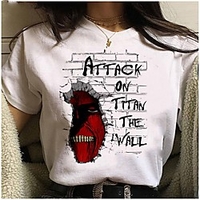 Inspired by Attack on Titan Cosplay Anime Cartoon Polyester / Cotton Blend Print Harajuku Graphic Kawaii T-shirt For Women