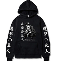 Inspired by Attack on Titan Cosplay levi ackerman Anime Cartoon Polyster Print Harajuku Graphic Kawaii Hoodie For Men