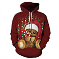 Inspired by Christmas Cat Christmas Trees Deer Hoodie Polyester / Cotton Blend 3D Printing Hoodie For Men