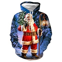 Inspired by Christmas Santa Claus Christmas Trees Hoodie Polyester / Cotton Blend 3D Printing Hoodie For Men