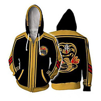 Inspired by Cobra Kai Karate Kid Hoodie Anime 100% Polyester Anime 3D Harajuku Graphic Outerwear For Men