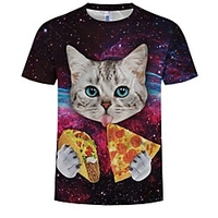 Inspired by Cosplay Cat / Cosplay Anime Cosplay Costumes Japanese Cosplay T-shirt Cat / sky / Printing Short Sleeve T-shirt For Men
