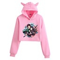 Inspired by Cosplay Demon Slayer Kamado Nezuko Hoodie Crop Top Hoodie Polyster Top For Women