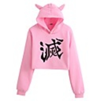 Inspired by Cosplay Demon Slayer Kamado Nezuko Hoodie Crop Top Hoodie Polyster Top For Women