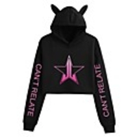 Inspired by Cosplay Jeffree Star Crop Top Hoodie Polyester / Cotton Blend Graphic Prints Printing Cat Ear Crop Top For Men