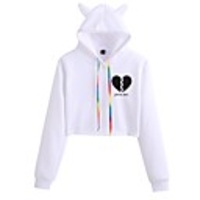 Inspired by Cosplay Payton Moormeier Crop Top Hoodie Polyester / Cotton Blend Graphic Prints Printing Cat Ear Crop Top For Men