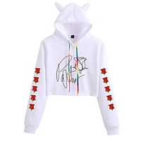 Inspired by Cosplay Payton Moormeier Crop Top Hoodie Polyester / Cotton Blend Graphic Prints Printing Cat Ear Crop Top For Men