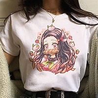 Inspired by Demon Slayer Cosplay Anime Cartoon Polyester / Cotton Blend Print Harajuku Graphic Kawaii T-shirt For Women