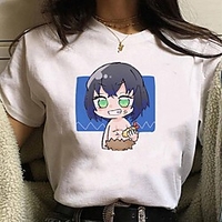 Inspired by Demon Slayer Cosplay Anime Cartoon Polyester / Cotton Blend Print Harajuku Graphic Kawaii T-shirt For Women