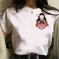 Inspired by Demon Slayer Cosplay Anime Cartoon Polyester / Cotton Blend Print Harajuku Graphic Kawaii T-shirt For Women