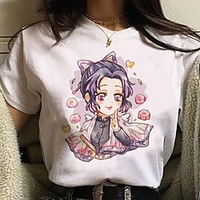 Inspired by Demon Slayer Cosplay Anime Cartoon Polyester / Cotton Blend Print Harajuku Graphic Kawaii T-shirt For Women