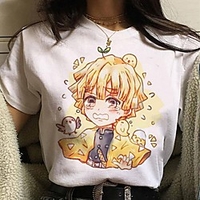 Inspired by Demon Slayer Cosplay Anime Cartoon Polyester / Cotton Blend Print Harajuku Graphic Kawaii T-shirt For Women