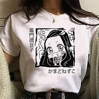 Inspired by Demon Slayer Cosplay Anime Cartoon Polyester / Cotton Blend Print Harajuku Graphic Kawaii T-shirt For Women