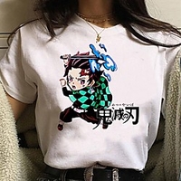 Inspired by Demon Slayer Cosplay Anime Cartoon Polyester / Cotton Blend Print Harajuku Graphic Kawaii T-shirt For Women