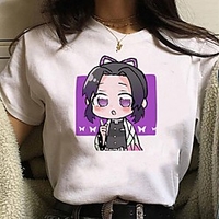 Inspired by Demon Slayer Cosplay Anime Cartoon Polyester / Cotton Blend Print Harajuku Graphic Kawaii T-shirt For Women