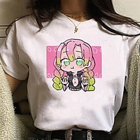 Inspired by Demon Slayer Cosplay Anime Cartoon Polyester / Cotton Blend Print Harajuku Graphic Kawaii T-shirt For Women