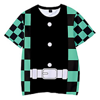Inspired by Demon Slayer Kamado Tanjirou Cosplay Costume T-shirt Terylene Color Block Printing T-shirt For Women