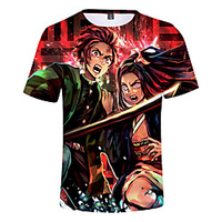 Inspired by Demon Slayer Kamado Tanjirou Cosplay Costume T-shirt Terylene Graphic Printing T-shirt For Women
