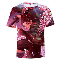Inspired by Demon Slayer Kamado Tanjirou Cosplay Costume T-shirt Terylene Graphic Printing T-shirt For Women