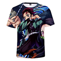 Inspired by Demon Slayer Kamado Tanjirou Cosplay Costume T-shirt Terylene Graphic Printing T-shirt For Women