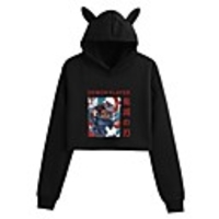 Inspired by Demon Slayer Kamado Tanjirou Crop Top Hoodie Polyester / Cotton Blend Graphic Prints Printing Crop Top For Men