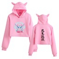 Inspired by Demon Slayer Kamado Tanjirou Crop Top Hoodie Polyester / Cotton Blend Graphic Prints Printing Crop Top For Men