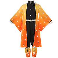 Inspired by Demon Slayer: Kimetsu no Yaiba Agatsuma Zenitsu Anime Cosplay Costumes Japanese Cosplay Suits Cosplay Wigs Accessories Top Pants Belt For Men