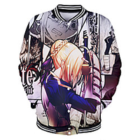 Inspired by Fate / Zero Saber Anime Cartoon Polyster Anime 3D Harajuku Graphic Outerwear For Men