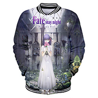 Inspired by Fate / Zero Saber Anime Cartoon Polyster Anime 3D Harajuku Graphic Outerwear For Men