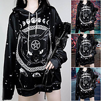 Inspired by Gothic Cat Costume Hoodie Polyester / Cotton Blend Cat Printing Hoodie For Men
