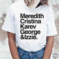 Inspired by Greys Anatomy Cosplay Anime Cartoon Polyester / Cotton Blend Print Harajuku Graphic Kawaii T-shirt For Women