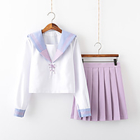 Inspired by JK Schoolgirls Skirt Cosplay Costume Polyester / Cotton Blend Color Block Top For Women