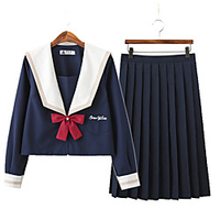 Inspired by JK Schoolgirls Skirt Cosplay Costume Polyester / Cotton Blend Solid Color Top For Women