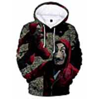 Inspired by la casa de papel Dali Cosplay Costume Hoodie Plush Fabric 3D Printing Hoodie For Men