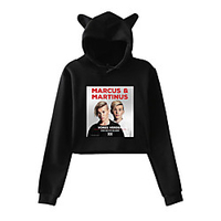 Inspired by marcusmartinus Cosplay Cosplay Costume Crop Top Hoodie Polyester / Cotton Blend Graphic Printing Cat Ear Crop Top For Women