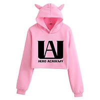 Inspired by My Hero Academia Boko No Hero Deku Cosplay Costume Crop Top Hoodie Polyester / Cotton Blend Graphic Printing Cat Ear Crop Top For Men