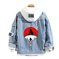 Inspired by Naruto Akatsuki Anime Cartoon Cloth Demin Anime Denim Jacket Harajuku Kawaii Coat For Men