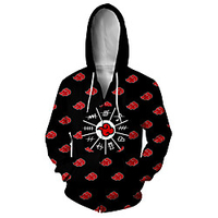Inspired by Naruto Akatsuki Hoodie Anime 100% Polyester Anime 3D Harajuku Graphic Outerwear For Unisex / Couple