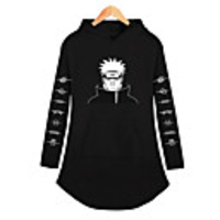 Inspired by Naruto Cosplay Akatsuki Pain Dress Hoodie Polyester / Cotton Blend Print Printing Dress For Women