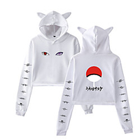 Inspired by Naruto Cosplay Akatsuki Uchiha Crop Top Hoodie Anime Polyester / Cotton Blend Print Printing Harajuku Graphic Crop Top For Women