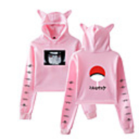 Inspired by Naruto Cosplay Akatsuki Uchiha Itachi Crop Top Hoodie Polyester / Cotton Blend Print Printing Crop Top For Women