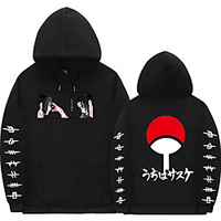 Inspired by Naruto Cosplay Akatsuki Uchiha Itachi Hoodie Anime Polyester / Cotton Blend Print Printing Harajuku Graphic Hoodie For Men
