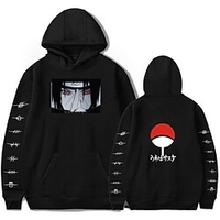 Inspired by Naruto Cosplay Akatsuki Uchiha Itachi Hoodie Anime Polyester / Cotton Blend Print Printing Harajuku Graphic Hoodie For Men