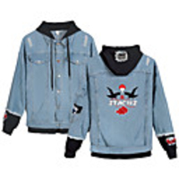 Inspired by Naruto Cosplay Akatsuki Uchiha Itachi Hoodie Cloth Demin Print Printing Denim Jacket Denim Jacket For Men