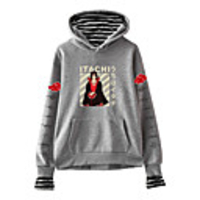 Inspired by Naruto Cosplay Akatsuki Uchiha Itachi Hoodie Fake Two-Piece Polyester / Cotton Blend Print Printing Hoodie For Men